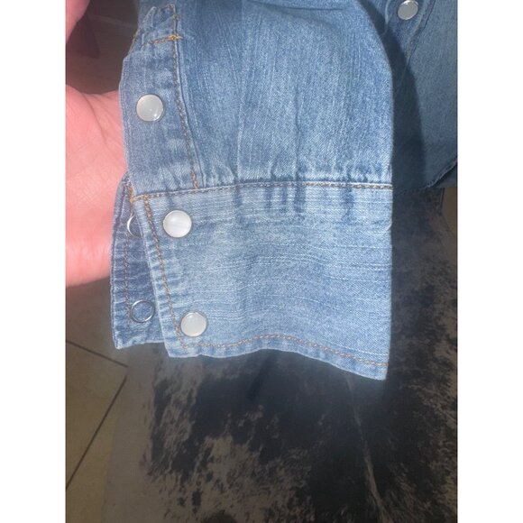Y2K Vintage Wet Seal Classic Denim Pearl Snap Button Down Cowgirl Western Shirt - Picture 9 of 9